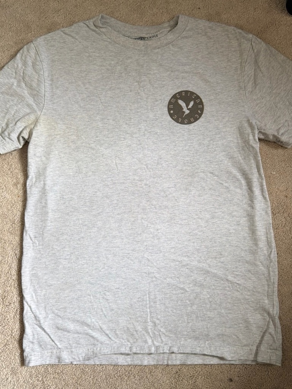 American Eagle Outfitters Light Gray Crewneck Tee with Small Chest Logo